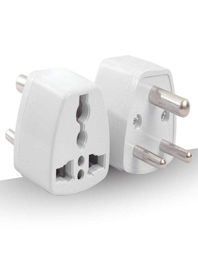 VAYINATO® (2 Pcs-White) 3 Pin Plug Socket Adaptor | Universal 3-Round Pin Converter for Indian Sockets, China, Thailand, Europe, Taiwan, Japan, Italy, Korea and Indonesia to India - Image 1